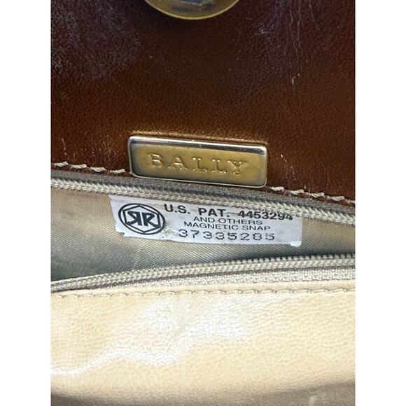 BALLY Medium Leather Purse Bag | Gold Chain Strap | Logo Tote | Made in Italy - Picture 7 of 10